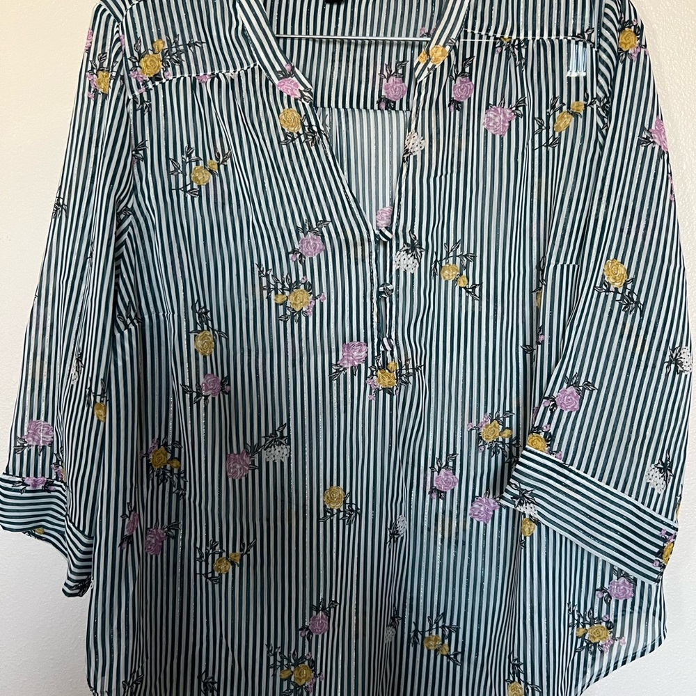 Blouse, striped floral, Harper collection.